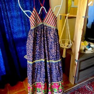 Maxi Dress Bohemian multi pattern embroidery